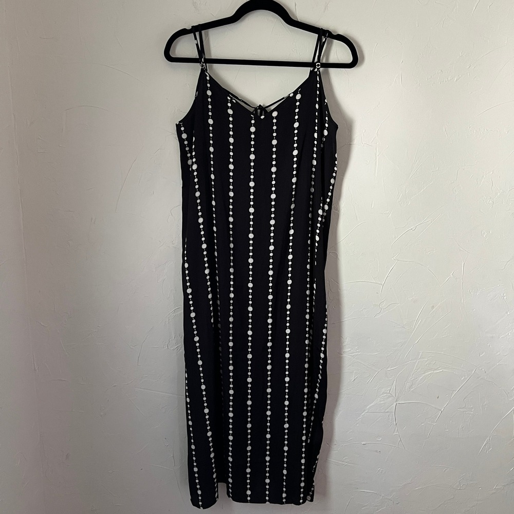 Kate Spade New York Black White Dot Stripe Sleeveless Midi Dress Size M - Picture 8 of 13
